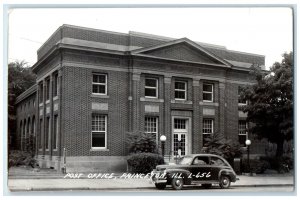 c1940's Post Office Building Car Princeton Illinois IL RPPC Photo Postcard