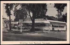 Vermont RUTLAND Lindholm's Diner TEXACO gas station beside restaurant - Printed