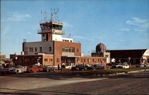 Portland Maine ME Municipal Airport Classic 1960s Cars Vintage Postcard