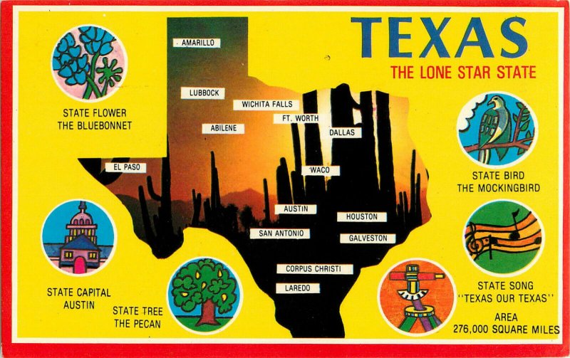 Postcard Texas The Lone Star State Posted 1985