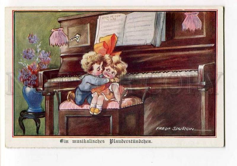 264808 KISS Kids near PIANO by Fred SPURGIN vintage #1654-2 PC