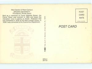 Vintage Post Card Brown University Carrie Tower Robinson Hall  R I  # 4108