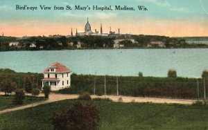 Vintage Postcard Bird's-Eye View From St. Mary's Hospital Madison Wisconsin WI