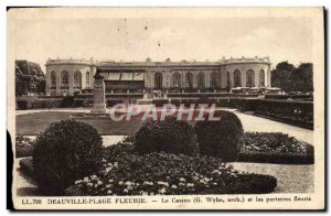 Postcard Old Fleurie Deauville Beach Casino and flowerbeds