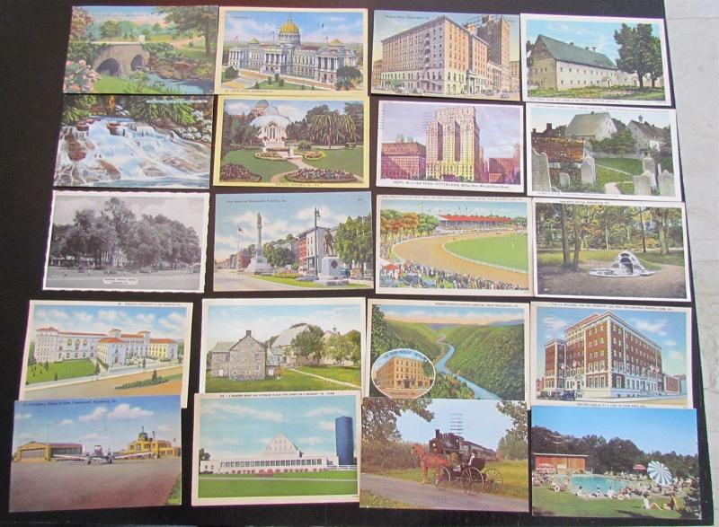 LARGE LOT OF 107 PENNSYLVANIA PA VIEWS ANTIQUE & VINTAGE POSTCARDS 