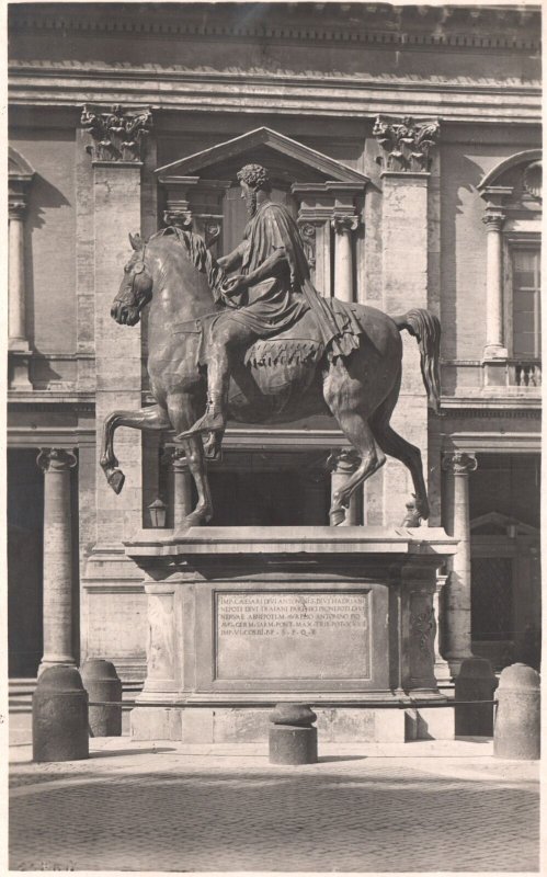 Vintage Postcard Roma Statua Di Marco Aurelio Sculpture Art Rome Italy
