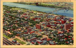 West Virginia Huntington Aerial View Of Marshall College Unused Curteich