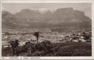 Capetown & Table Mountain South Africa No. 1 Vintage Postcard E17