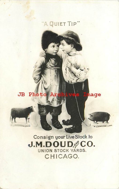 Advertising Postcard, RPPC, J.M. Doud & Company, Union Stock Yards, Chicago IL