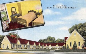 HUNTWOOD MOTEL Danville, KY US 150 Roadside Kentucky Postcard ca 1940s