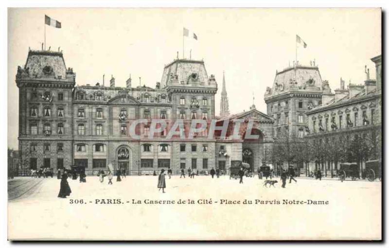 Paris - 4 - Place du Parvis Notre Dame - The Barracks of the City - Old Postcard