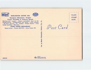 Postcard Darlington Motor Inn Downtown Winchester Virginia USA