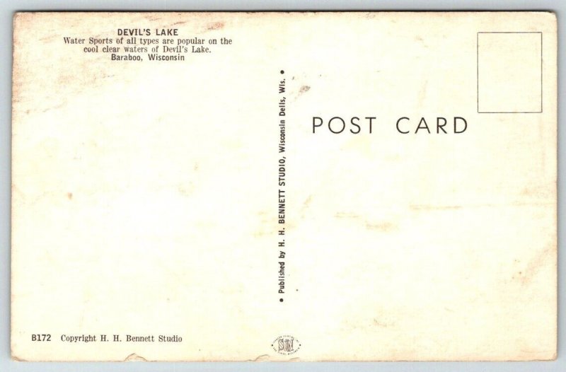 Baraboo, Wisconsin - Devil's Lake - Water Skiing  - Postcard
