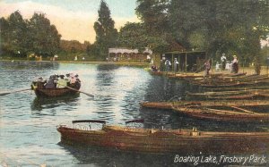 Navigation & sailing themed vintage postcard Finsbury Park Boaring Lake rowboat