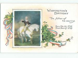 Divided-Back GEORGE WASHINGTON SCENE Patriotic Postcard AB0170