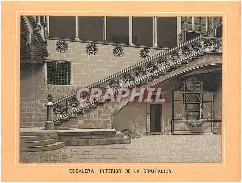 Postcard Old Escalera Interior of Duputacion Barcelona