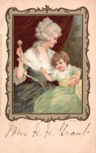 Painting Framed A Loving Mother And Child Beautiful Poster Vintage Postcard