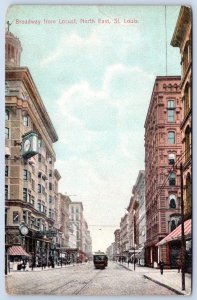 Pre-1907 BROADWAY FROM LOCUST NORTH EAST ST LOUIS MISSOURI MO ANTIQUE POSTCARD