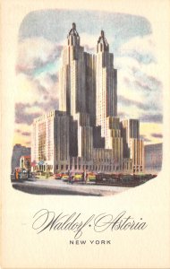 New York City NY 1950s Postcard Waldorf Astoria Hotel 