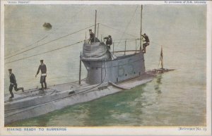 Naval History Postcard - Royal Navy, Submarine Making Ready To Submerge  XT490