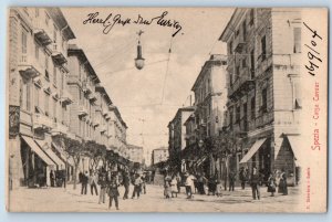 La Spezia Liguria Italy Postcard Corso Cavour Street View 1904 Antique Posted