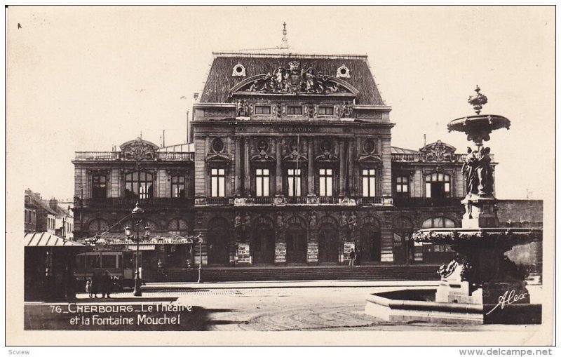 RP; CHERBOURG, Manche, France; Le Theatre et la Fontaine Mouchel, 1950s