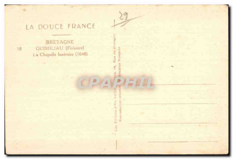 Old Postcard Guimiliau The Funeral Chapel