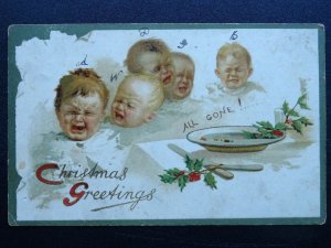 CHRISTMAS GREETINGS ALL GONE!...Children Crying 1907 Postcard Raphael Tuck C167