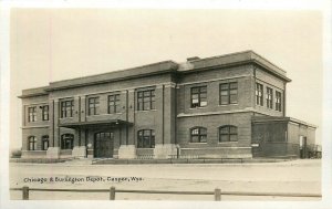 Postcard RPPC 1920s Wyoming Casper Chicago Burlington Depot Railroad WY24-645