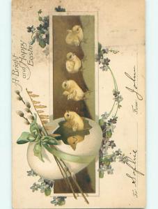 Unused Pre-1907 easter CHICKS POP OUT OF POLE IN EGG r2679