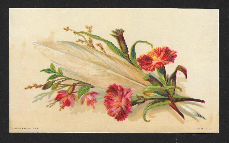 VICTORIAN TRADE CARDS (3) Flowers & Feathers Series 30