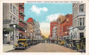 Washington Street Scene Cars Hagerstown Maryland 1920s postcard