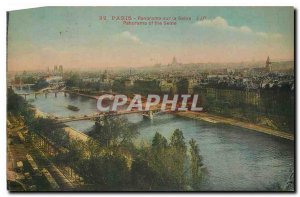 Old Postcard Panorama Paris on the Seine