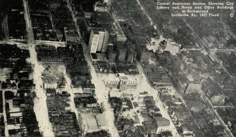 KY - Louisville. 1937 Flood. Aerial View, Central Residence Section, City Lib...