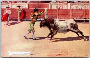 Bullfight Banderillas Al Sesgo Artist Unknown Antique Postcard