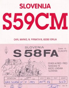 Hotel Cerkho Lendeva Idrija Slovenia 2x Radio QSL Card s