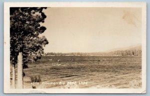 1942 Fishing Big Bear Lake California CA Boat Scene RPPC Photo Vintage Postcard
