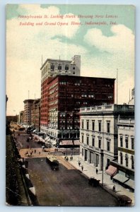 Indianapolis Indiana IN Postcard Pennsylvania St Looking North Aerial View 1910
