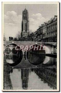 Utrecht Oudegracht puts Domtoren - Old Postcard