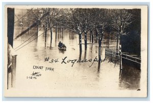 View Of Flood Court Park Logansport Indiana IN RPPC Photo Antique Postcard