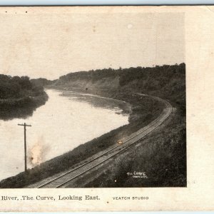 1906 Cedar Falls IA Railroad Curve Cedar River Postcard Looking East Valley A46