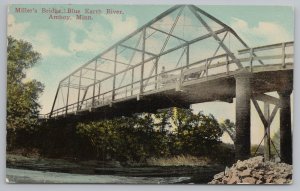 Amboy Minnesota~Underneath Miller's Bridge over Blue Earth River~1910 Postcard 