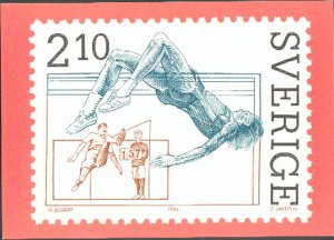 POSTCARD. SWEDEN. HIGH JUMP. STAMP CARD.