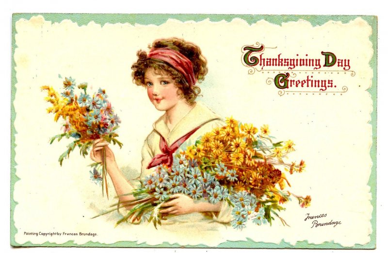 Greeting - Thanksgiving. Artist: F. Brundage  (Gabriel Series 132)