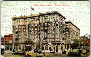 VINTAGE POSTCARD THE KING EDWARD HOTEL AND STREET SCENE AT TORONTO CANADA 1909