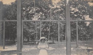 Woman on a Swing Real Photo Unused 