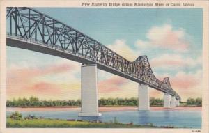 Illinois Cairo New Highway Bridge Over Mississippi River Curteich