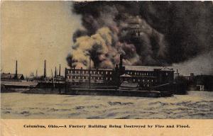 Factory Fire Flood Columbus Ohio 1914 postcard