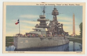 P2571 vintage postcard the grand old battleship texas at rest houston texas
