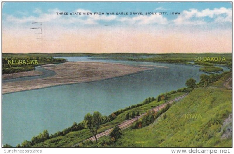 Iowa Sioux City Three State View From War Eagle Grave 1952